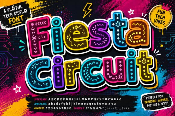 Fiesta Circuit: A Modern Decorative Font for Branding