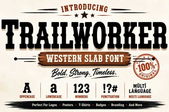 Trailworker Font for Vintage Craft Designs